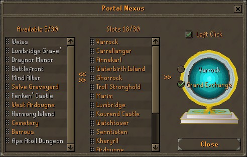 Portal Nexus configuration interface — direct portals to specific destinations