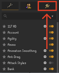 The RuneLite Configuration panel with the Plugin Hub tab marked.