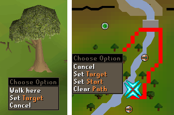 Shortest Path: a red route drawn on the world map to the chosen target.