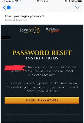 password reset email for runescape account