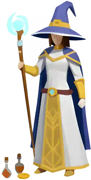 RuneScape wizard character representing the early days of OSRS gold trading